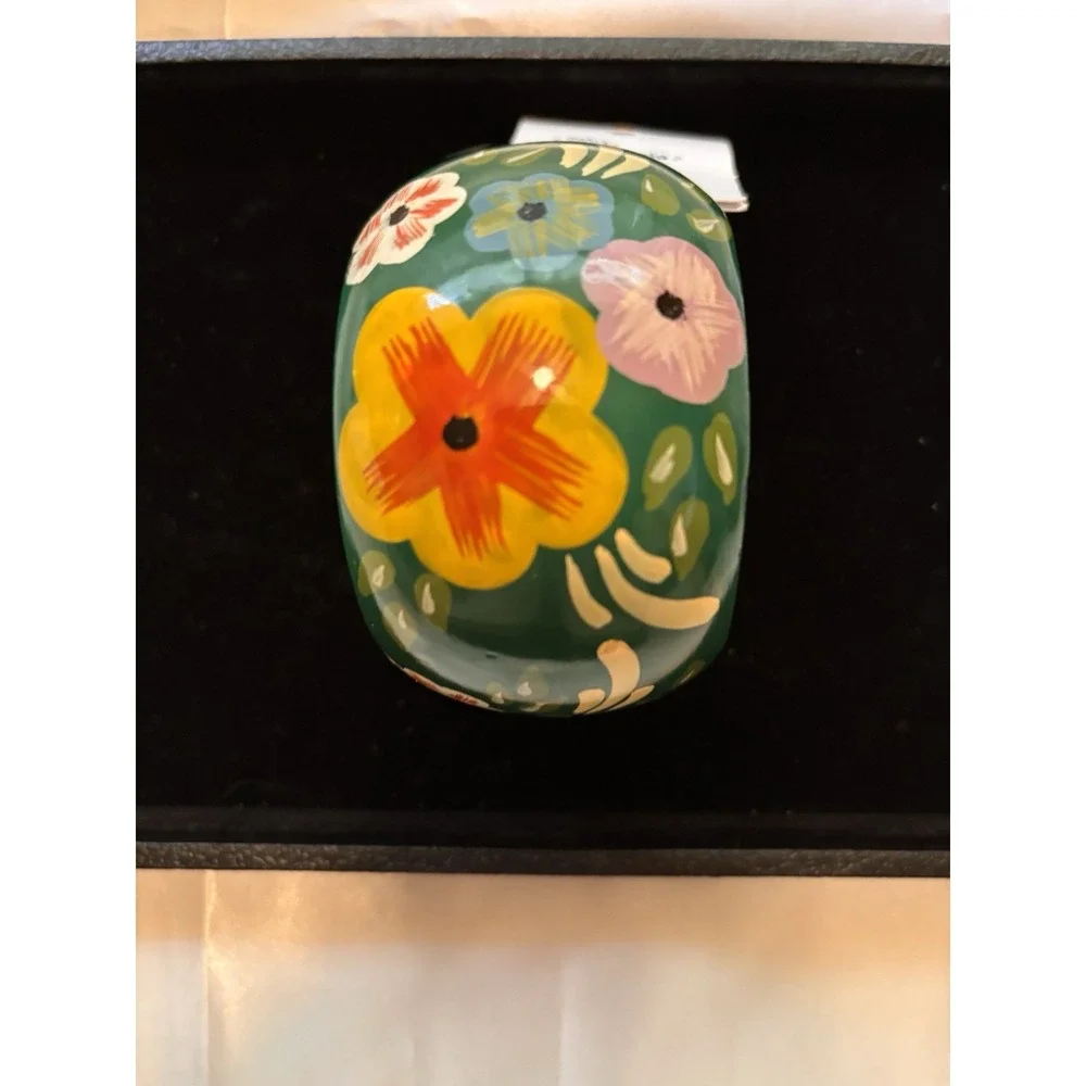 Fantasia Green Multicolor Hand-Painted Floral Plastic Bangle Bracelet[JB2]
